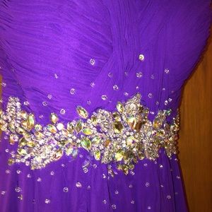 Purple Jeweled Prom Dress Sweetheart Neckline